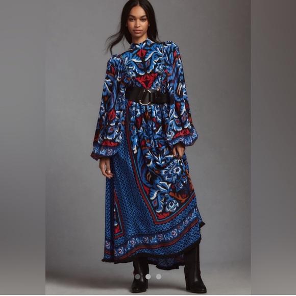 Anthropologie FARM Rio Black Toucans Scarf Maxi Dress - Picture 6 of 10